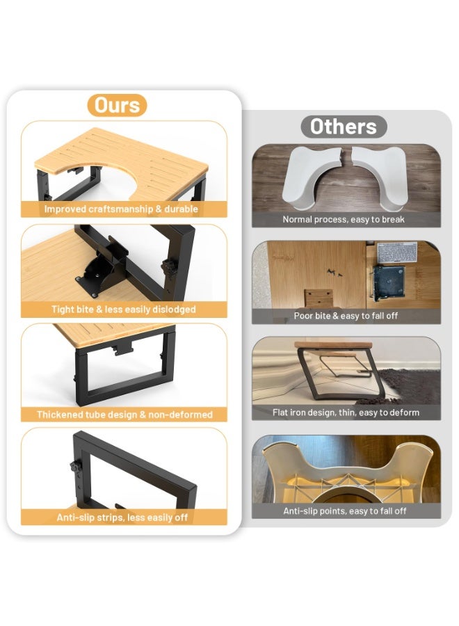 Bamboo Toilet Stool, Poop stool Foldable,7 8 9 Inches Adjustable Heights Potty Stool For Adults kids, Portable Pooping Foot Stool For Bathroom RV, Sturdy Squat Stool Potty 500 lbs Capability, Non-Slip - Image 2